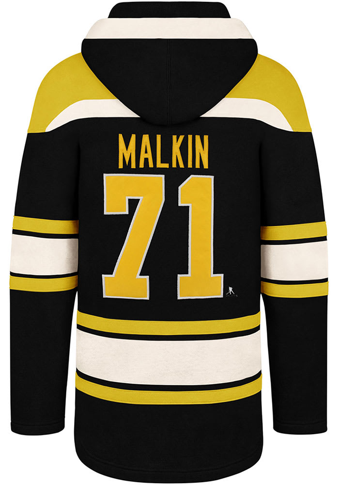 Evgeni Malkin 47 Pittsburgh Penguins Mens Black Superior Lacer Fashion Hood