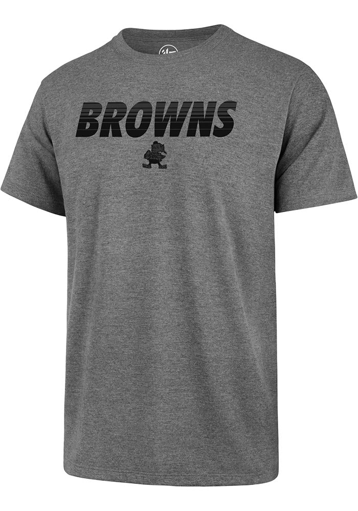 Brownie Cleveland Browns Grey 47 Team Name Stripe Short Sleeve T Shirt