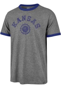 47 Kansas Jayhawks Grey Free Style Ringer Short Sleeve Fashion T Shirt