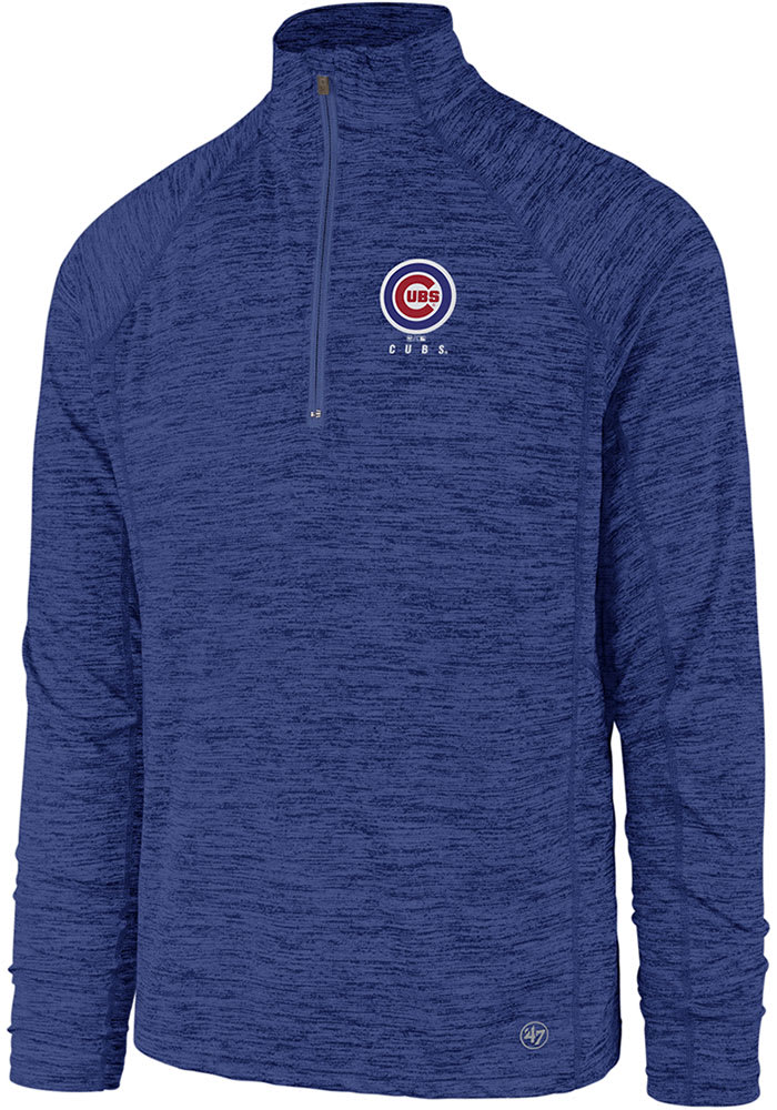 47 Chicago Cubs Mens Blue Impact Long Sleeve 1/4 Zip Pullover