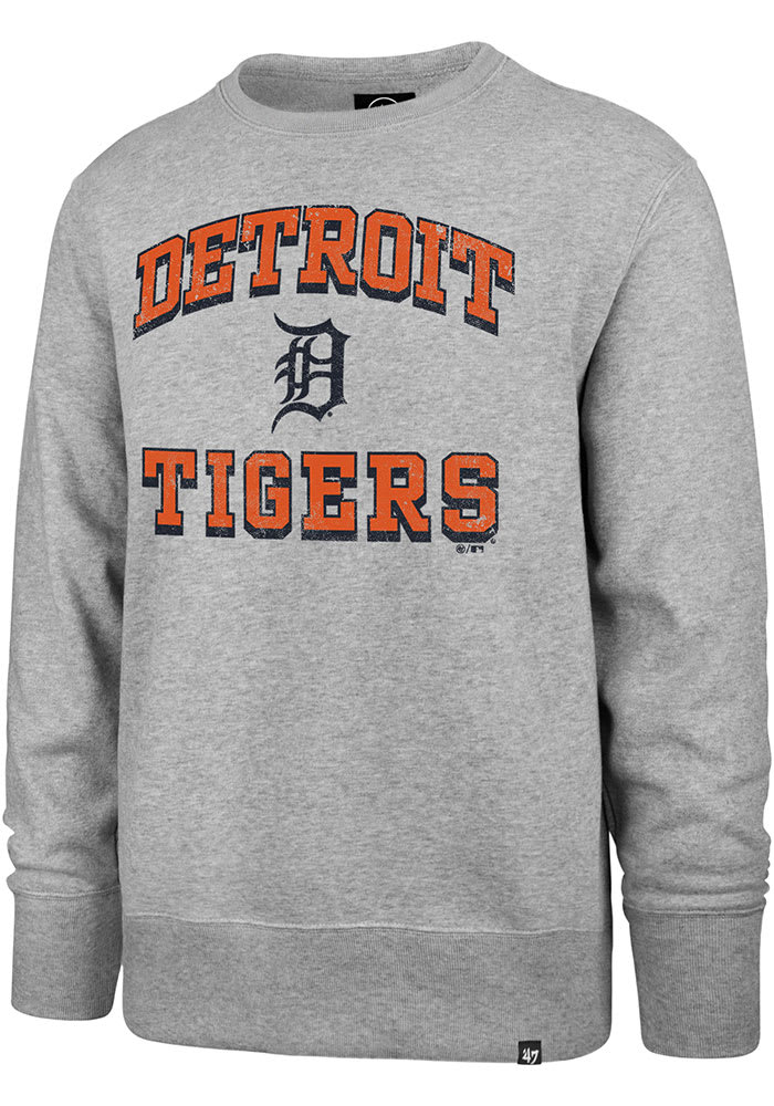 47 Detroit Tigers Mens Grey Grounder Long Sleeve Crew Sweatshirt