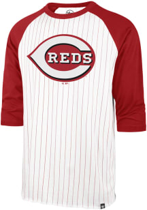 47 Cincinnati Reds White Pinstripe Raglan Long Sleeve Fashion T Shirt