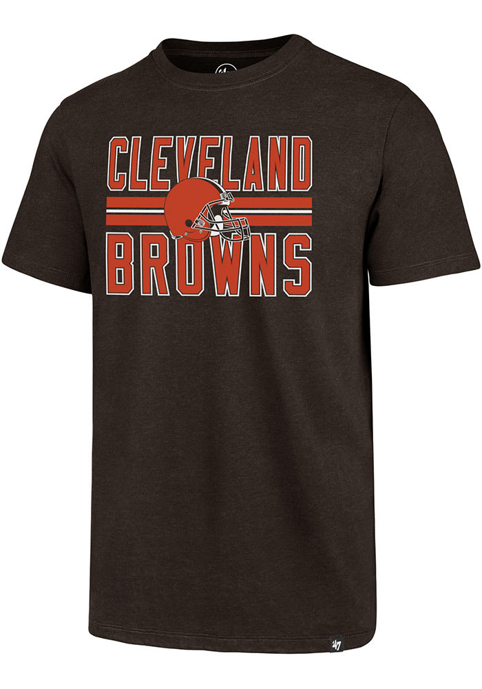 47 Cleveland Browns Brown Helmet Stripe Short Sleeve T Shirt