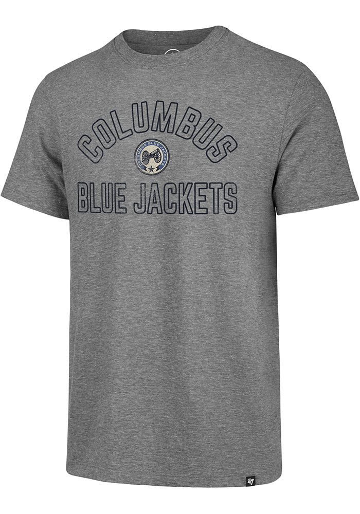 47 Columbus Blue Jackets Grey Hollow Arch Short Sleeve Fashion T Shirt