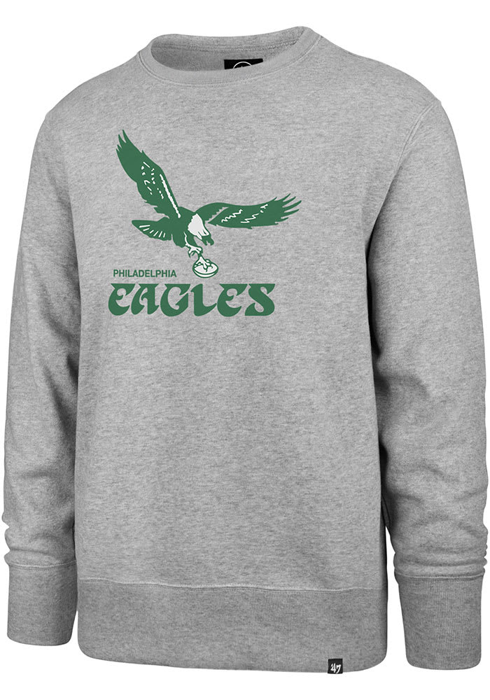 47 Philadelphia Eagles Mens Grey Eagle Varsity Arch Headline Long Sleeve Crew Sweatshirt