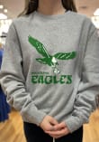 47 Philadelphia Eagles Mens Grey Eagle Varsity Arch Headline Long Sleeve Crew Sweatshirt