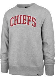 47 Kansas City Chiefs Mens Grey Arch Outline Headline Long Sleeve Crew Sweatshirt
