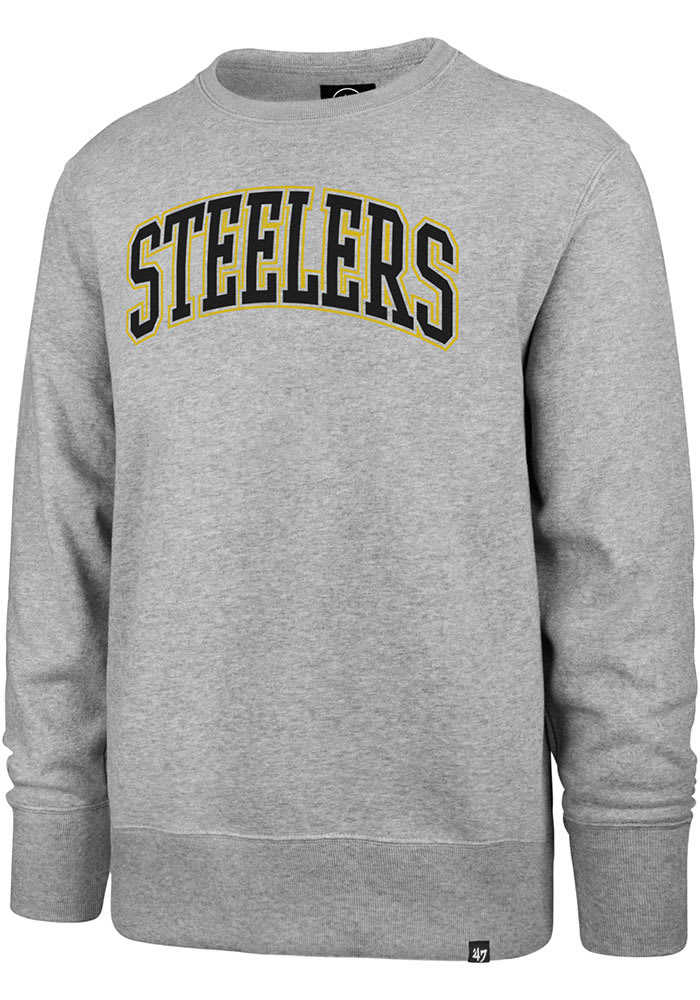47 Pittsburgh Steelers Arch Outline Headline Crew Sweatshirt - Grey