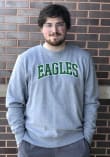 47 Philadelphia Eagles Mens Grey Arch Outline Headline Long Sleeve Crew Sweatshirt