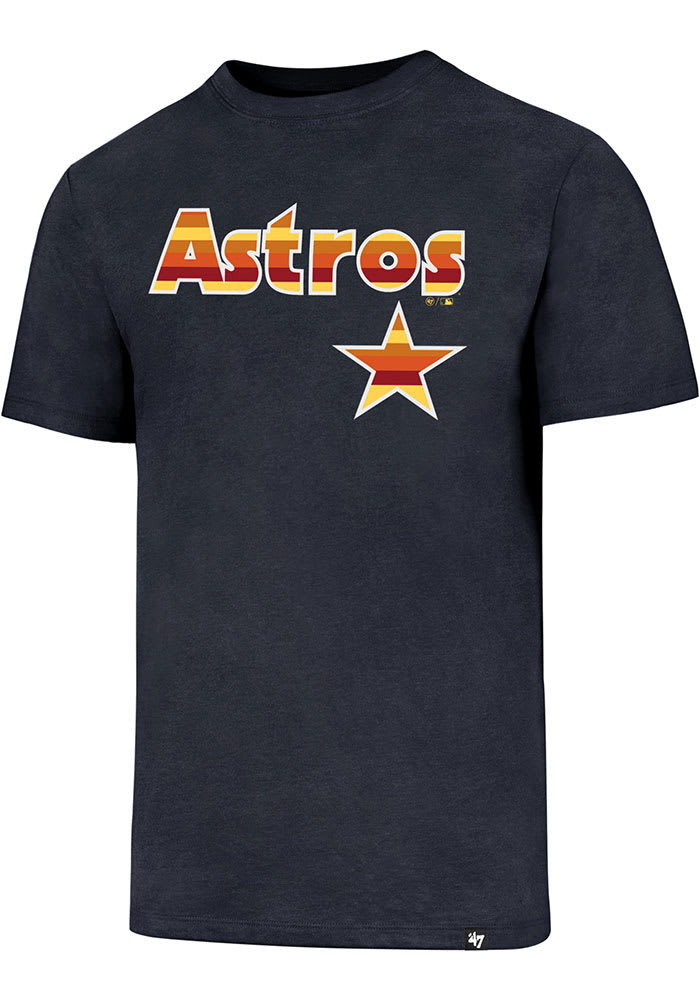 47 Houston Astros Navy Blue Striped Wordmark Short Sleeve T Shirt