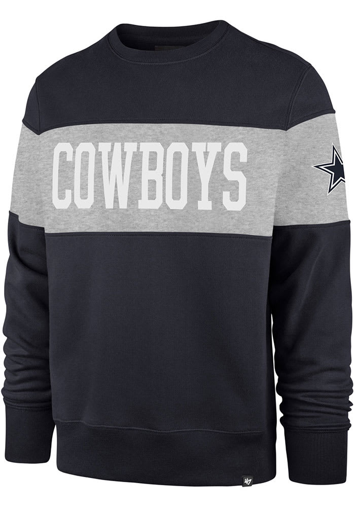47 Dallas Cowboys Mens Navy Blue Interstate Crew Long Sleeve Fashion Sweatshirt