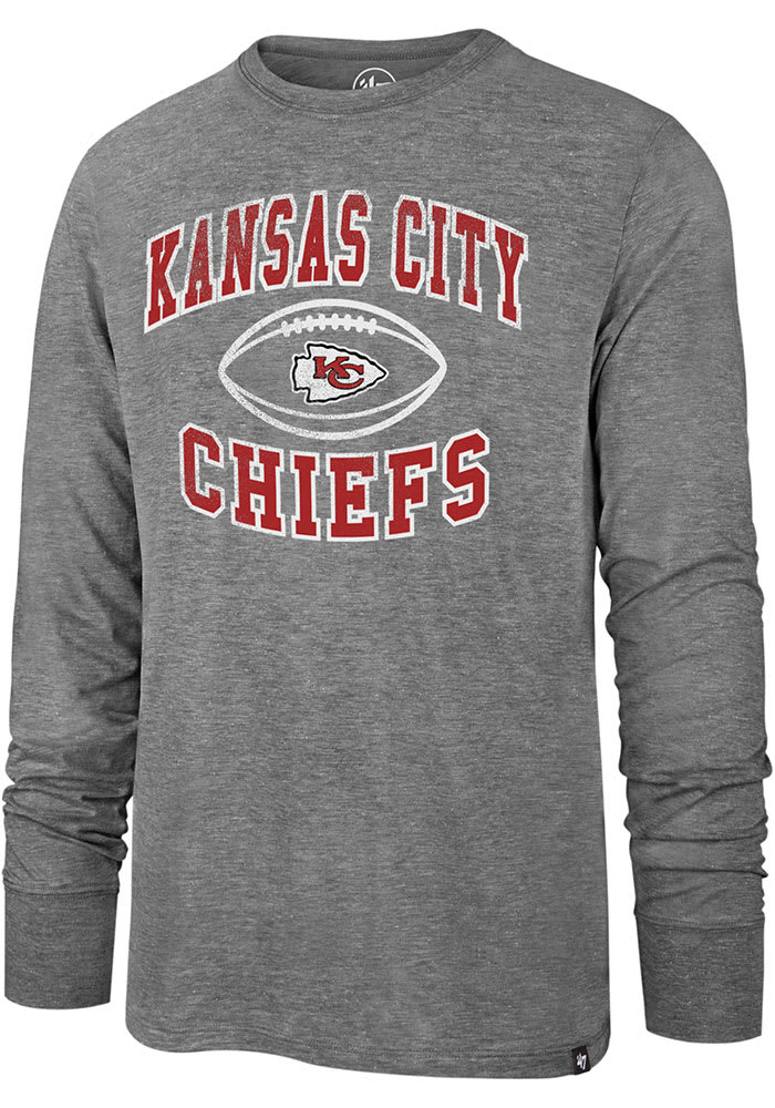 47 Men's Kansas City Chiefs Cover 2 Grey Long Sleeve T-Shirt