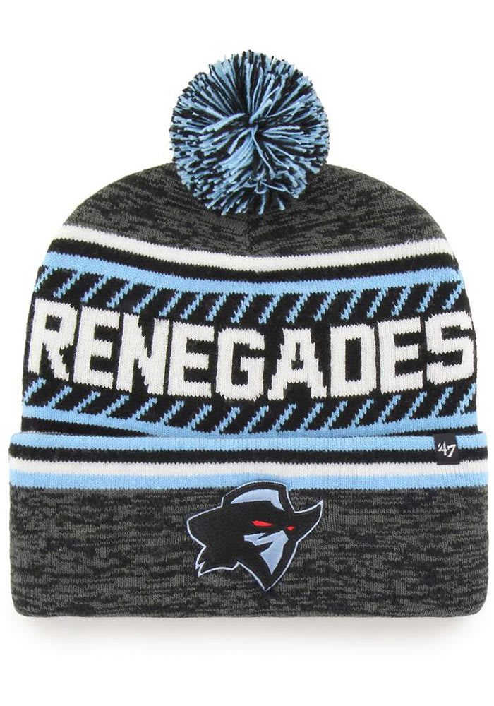 47 Dallas Renegades Black XFL 2020 Sideline Ice Cap Cuff Pom Mens Knit Hat