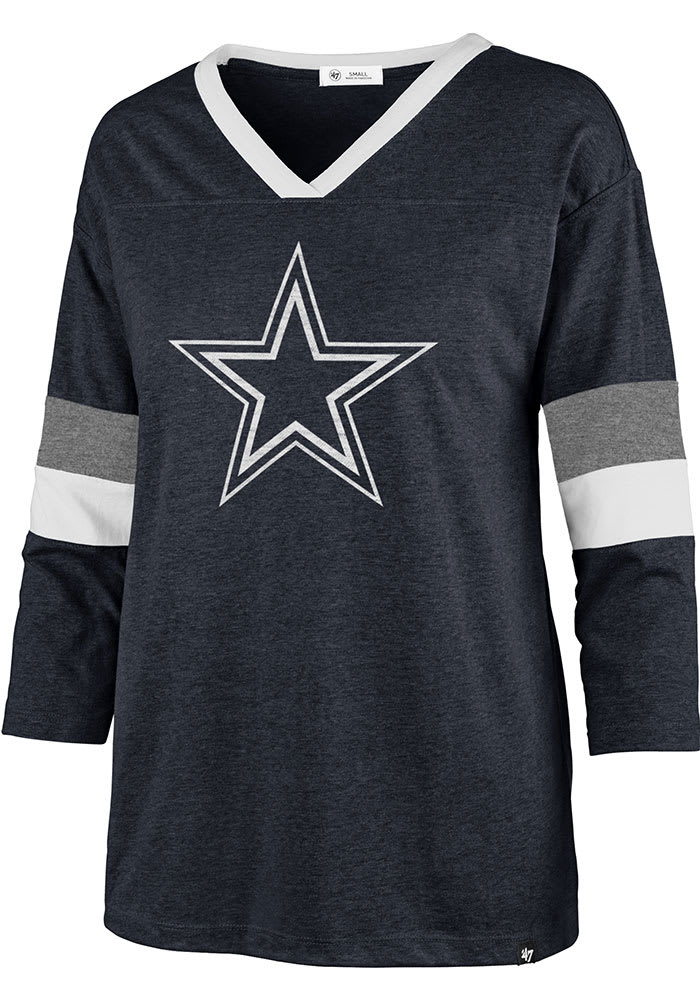 Womens Dallas Cowboys Blue Logo Premier V-Neck Long Sleeve T Shirt on Sale