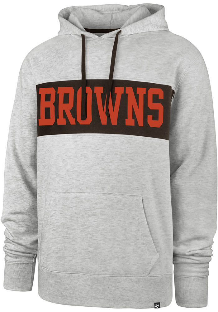 47 Cleveland Browns Mens Grey Chest Pass Fashion Hood