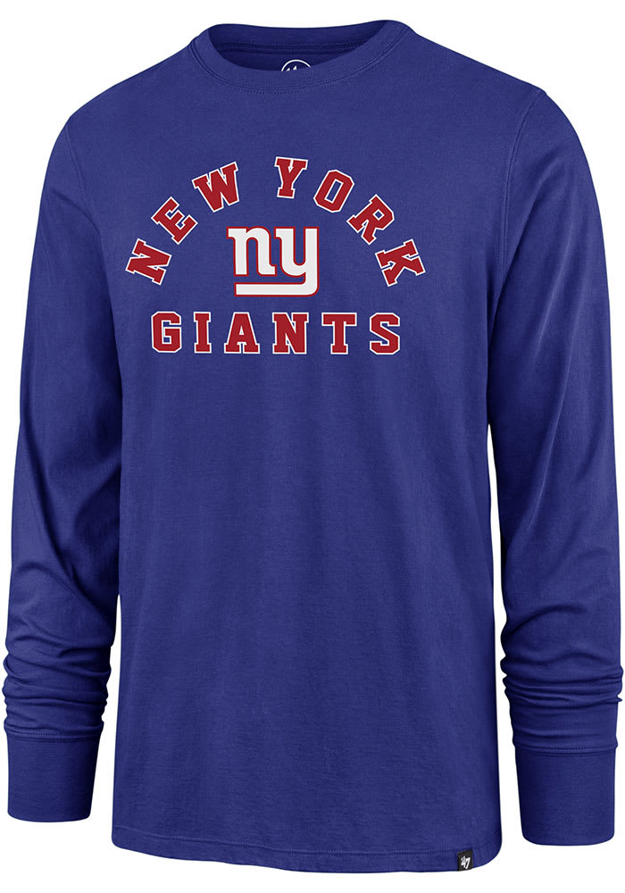 47 New York Giants Blue Varsity Arch Super Rival Long Sleeve T Shirt