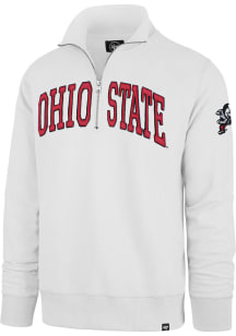 47 Ohio State Buckeyes Mens White Striker Long Sleeve 1/4 Zip Fashion Pullover