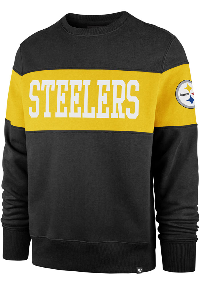 47 Pittsburgh Steelers Mens Black Interstate Long Sleeve Fashion Sweatshirt