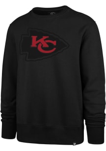 47 Kansas City Chiefs Mens Black Pop Imprint Headline Long Sleeve Crew Sweatshirt