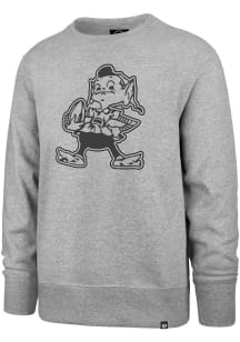 Brownie  47 Cleveland Browns Mens Grey Pop Imprint Headline Long Sleeve Crew Sweatshirt