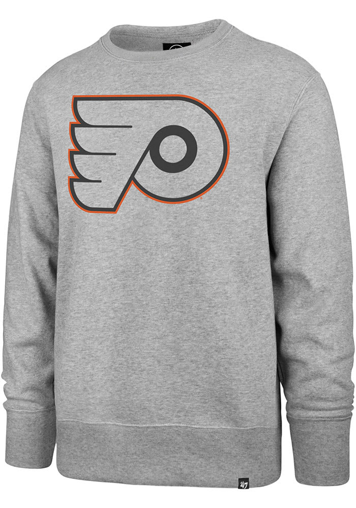 47 Philadelphia Flyers Mens Grey Pop Imprint Headline Long Sleeve Crew Sweatshirt