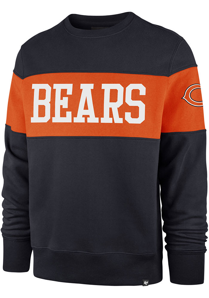 47 Chicago Bears Mens Navy Blue Interstate Crew Long Sleeve Fashion Sweatshirt