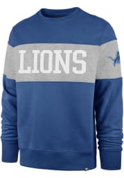 47 Detroit Lions Mens Blue Interstate Crew Long Sleeve Fashion Sweatshirt