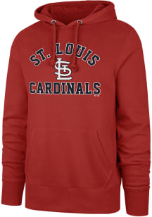 47 St Louis Cardinals Mens Red Varsity Arch Headline Long Sleeve Hoodie