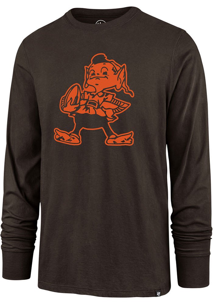 Brownie # Cleveland Browns Brown 47 Pop Imprint Super Rival Long Sleeve T Shirt