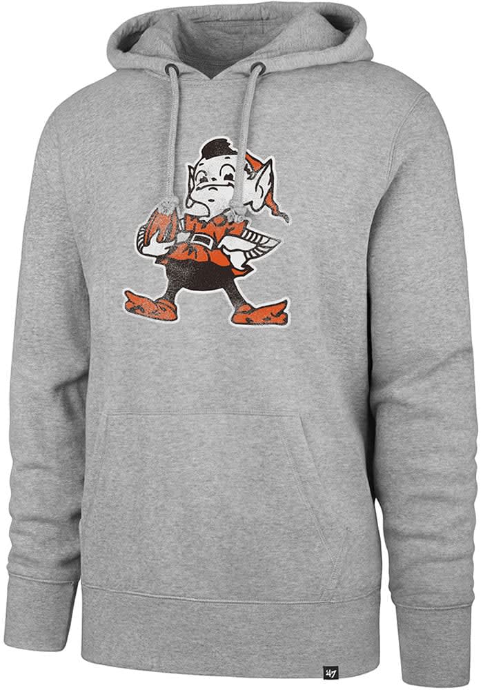 47 Cleveland Browns Mens Grey Throwback Headline Long Sleeve