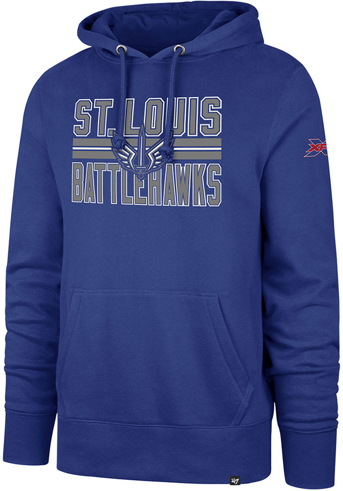 47 St Louis Battlehawks Mens Blue Block Stripe Long Sleeve Hoodie