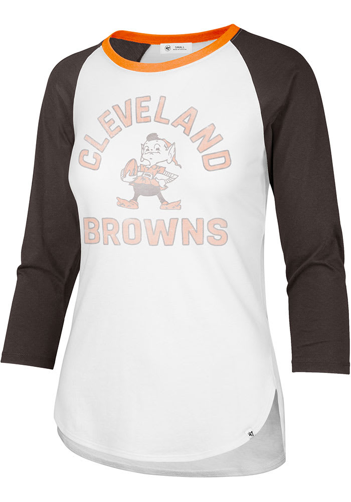 Brownie 47 Cleveland Browns Women's White Frankie LS Tee, White, 100% Cotton, Size M, Rally House