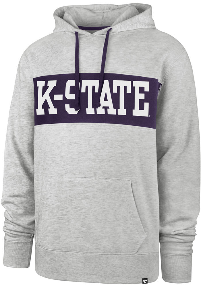 47 K-State Wildcats Mens Grey Chest Pass Long Sleeve Hoodie