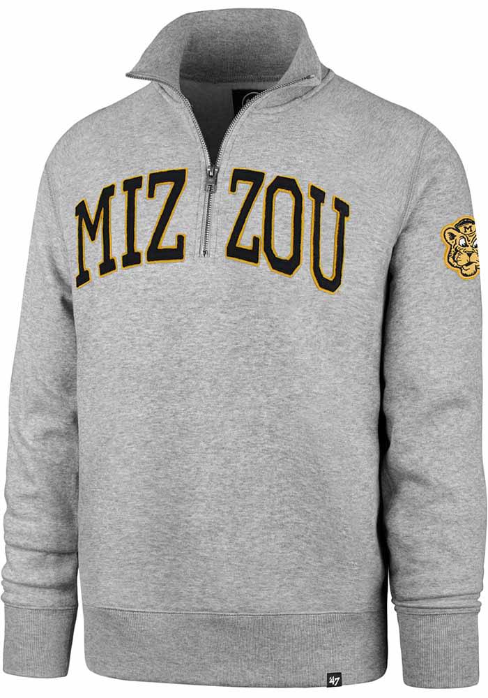 '47 Missouri Tigers Mens Grey Upstate Striker Long Sleeve 1/4 Zip Fashion Pullover