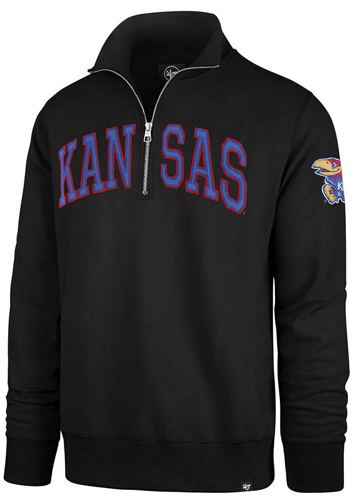 47 Kansas Jayhawks Mens Black Upstate Striker Long Sleeve 1/4 Zip Fashion Pullover