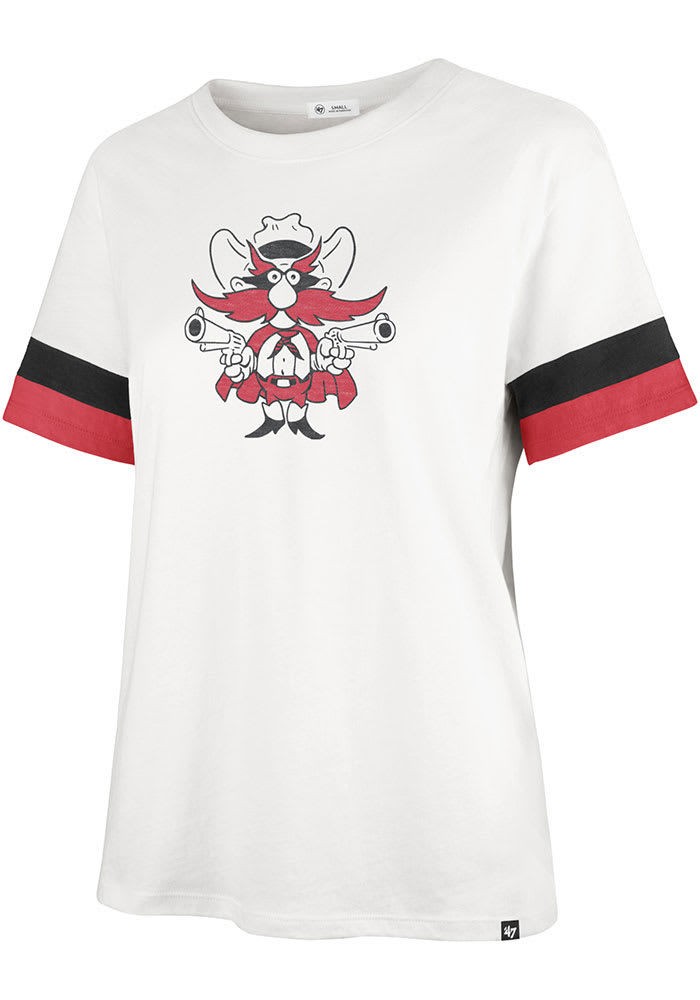 47 Texas Tech Red Raiders Womens White Frankie Sleeve Stripe Short Sleeve T-Shirt