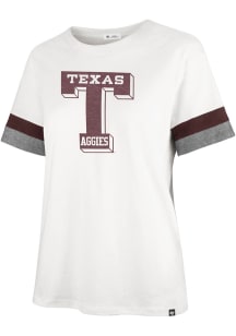 47 Texas A&amp;M Aggies Womens White Frankie Sleeve Stripe Short Sleeve T-Shirt