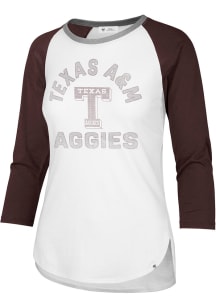 47 Texas A&amp;M Aggies Womens White Frankie Raglan LS Tee
