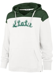 '47 Michigan State Spartans Womens White Emerson Colorblock Hooded Sweatshirt