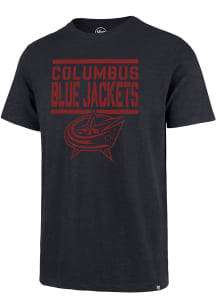 47 Columbus Blue Jackets Navy Blue Letterpress Scrum Short Sleeve Fashion T Shirt