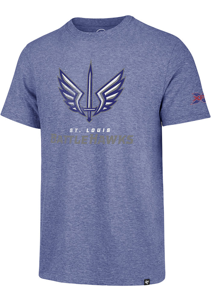 47 St Louis Battlehawks Blue Distressed Imprint Match Short Sleeve Fashion T Shirt