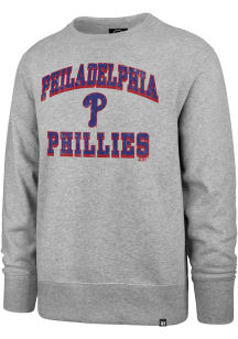 47 Philadelphia Phillies Mens Grey Grounder Headline Long Sleeve Crew Sweatshirt