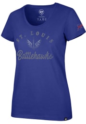 47 St Louis Battlehawks Womens Blue Club Scoop Short Sleeve T-Shirt