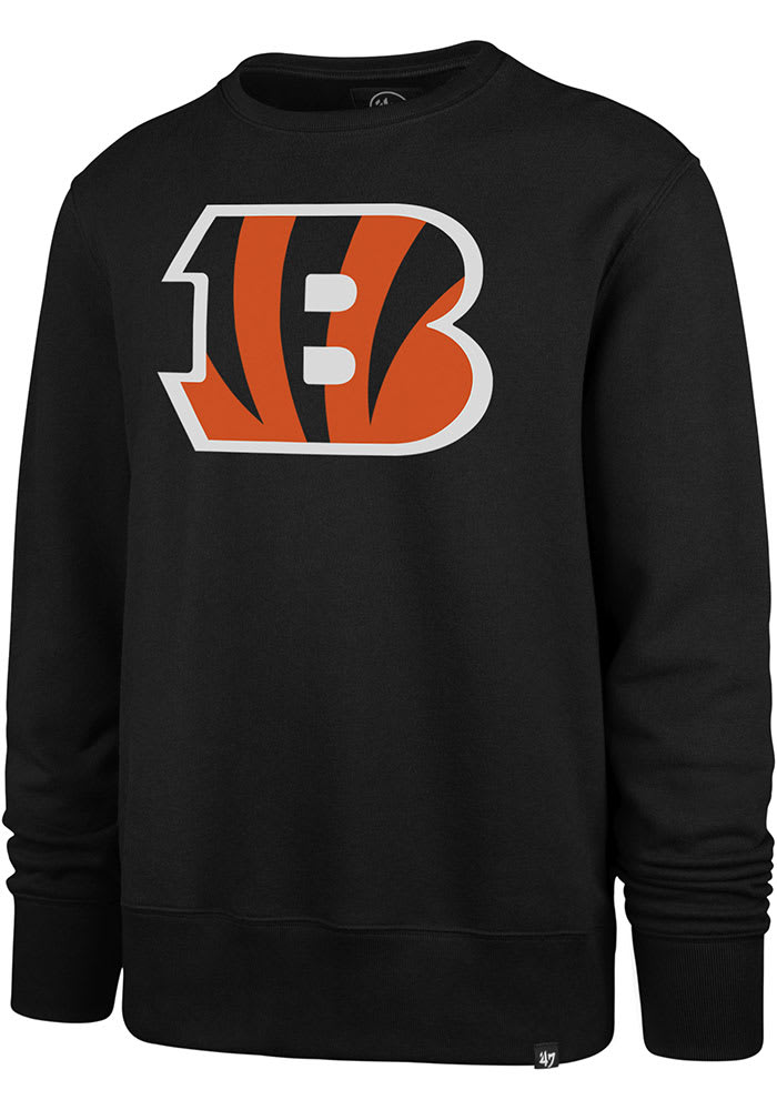 47 Cincinnati Bengals Mens Black Logo Headline Long Sleeve Crew Sweatshirt