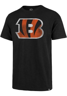 47 Cincinnati Bengals Black Distressed Team Logo Scrum Short Sleeve Fashion T Shirt