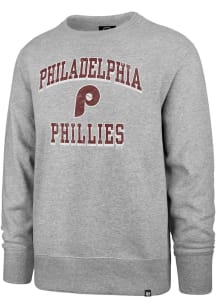 47 Philadelphia Phillies Mens Grey Grounder Headline Long Sleeve Crew Sweatshirt