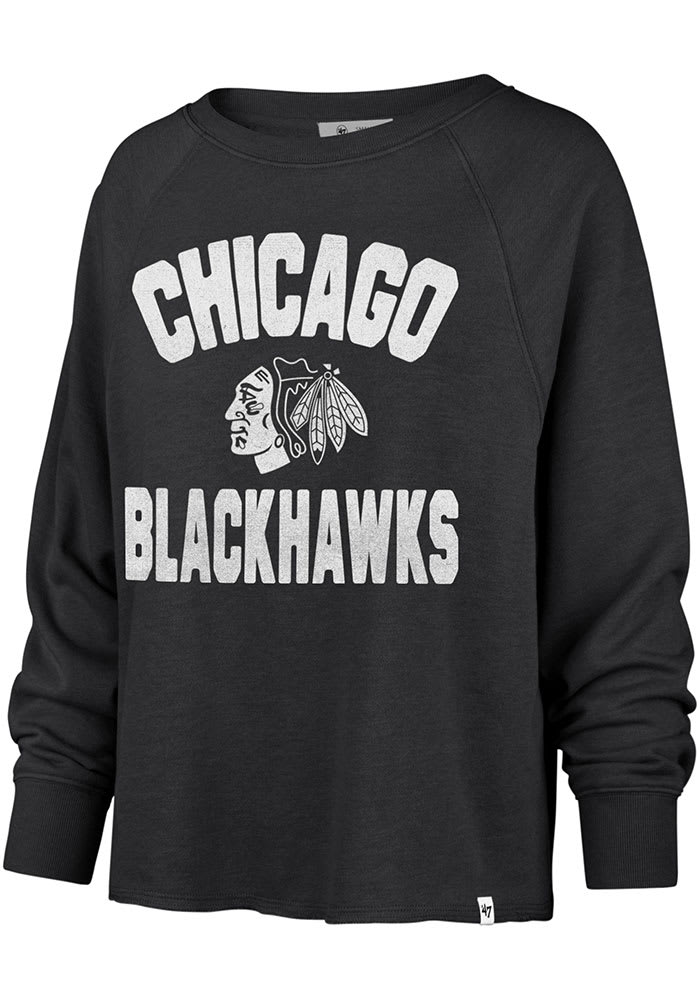 47 Chicago Blackhawks Womens Black Emerson Crew Sweatshirt