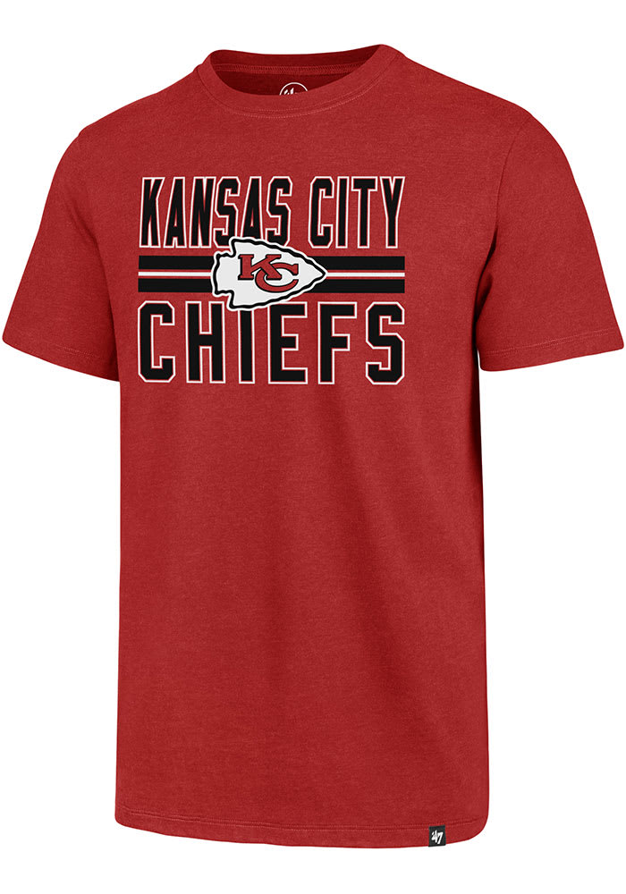 47 Kansas City Chiefs Red Block Stripe Club Short Sleeve T Shirt