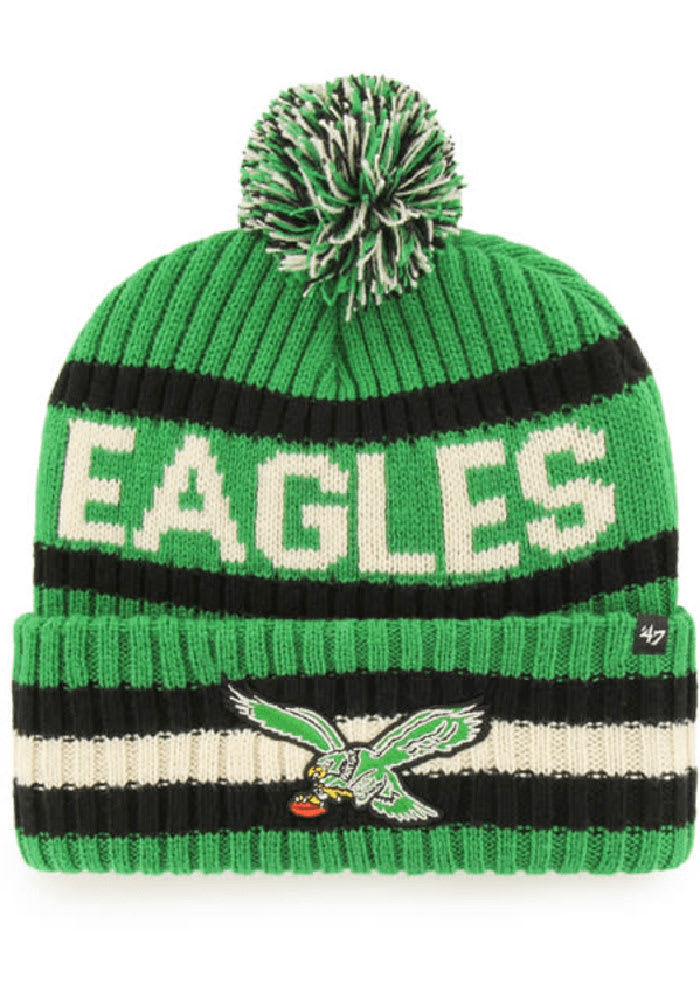 47 Philadelphia Eagles Kelly Green Bering Cuff Pom Mens Knit Hat