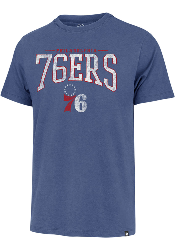 New Era Philadelphia 76ers Blue Throwback Short Sleeve T Shirt, Blue, 100% Cotton, Size XL, Rally House